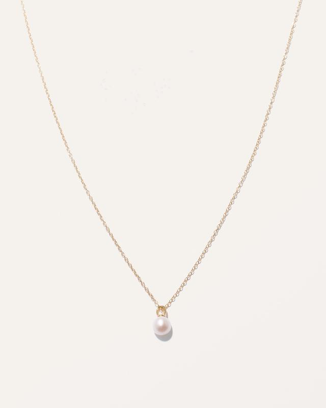 Womens Dainty Pearl Pendant Necklace in Gold Vermeil by Quince Product Image