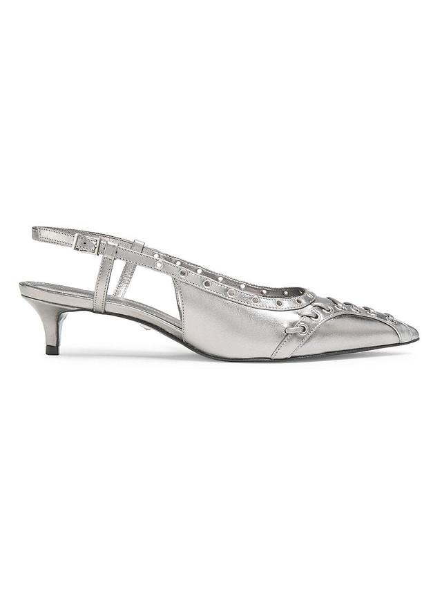 Womens Ruth 50MM Metallic Leather Slingback Pumps Product Image