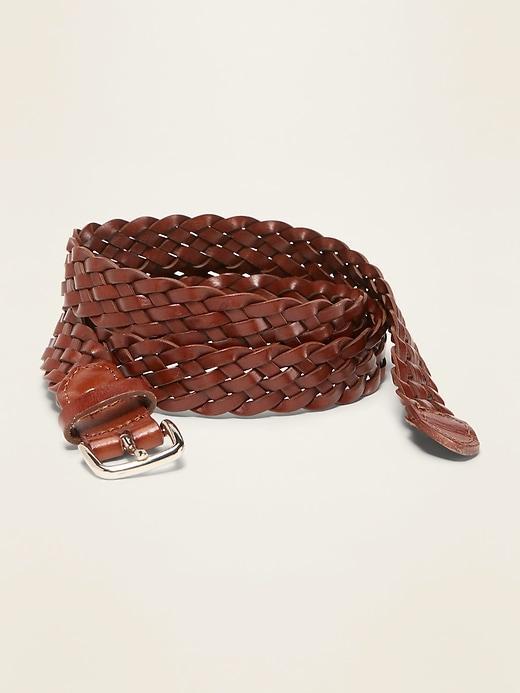 Braided Faux-Leather Belt For Women (1") Product Image