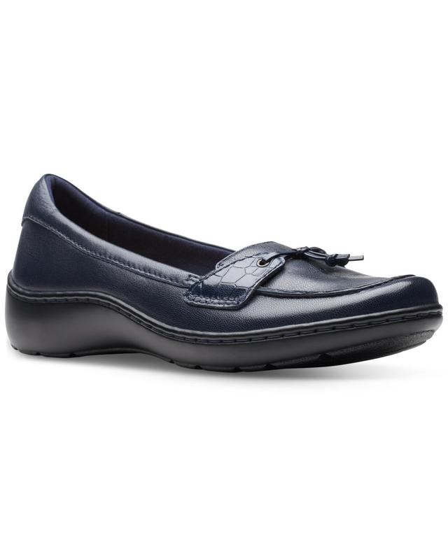 Clarks Cora Haley Womens Leather Loafers Blue Product Image