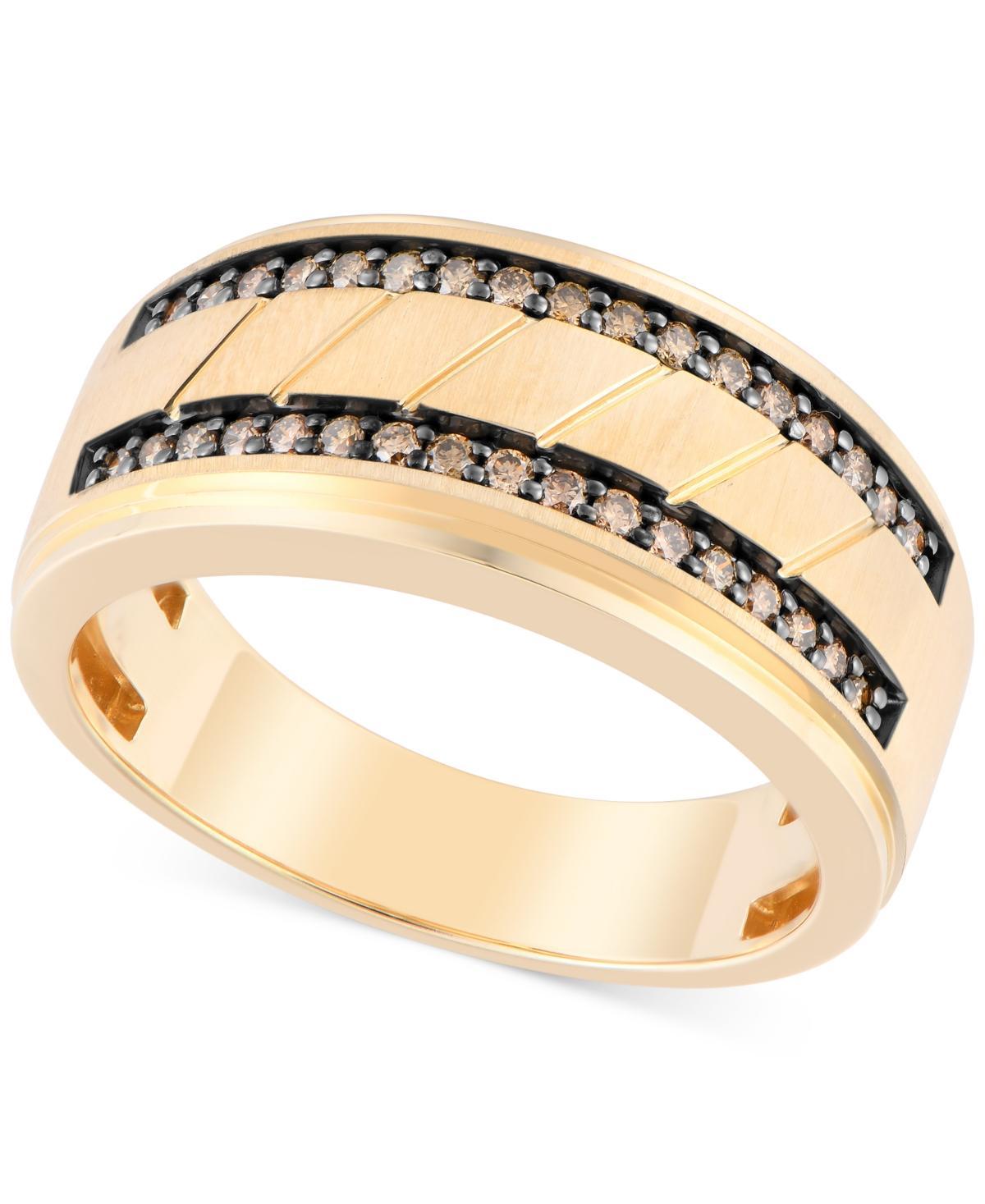 Mens Black Diamond Double Row Band (1/3 ct. t.w.) in 10k Gold (Also in Light Brown Diamond) Product Image