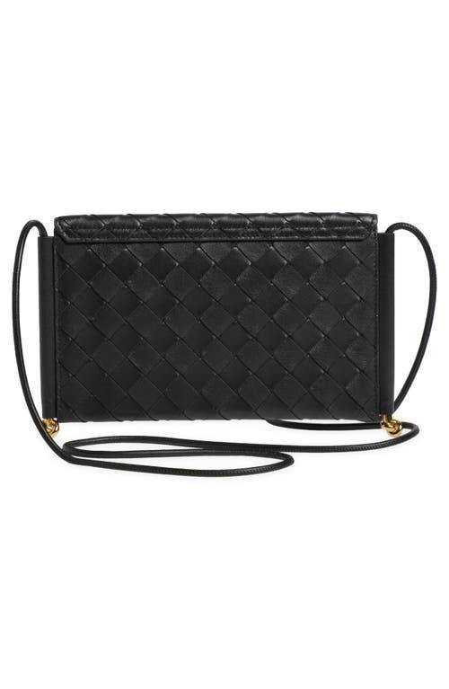 Solstice Envelope Intrecciato Leather Crossbody Bag In Black Product Image