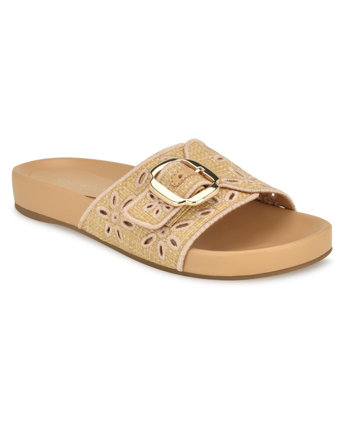 Nine West Womens Giulia Slip-On Round Toe Flat Casual Sandals Product Image