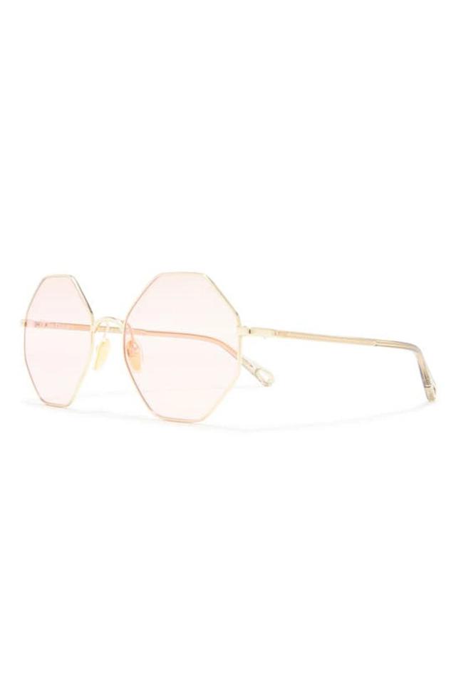 57mm Round Sunglasses In Gold Havana Green Product Image