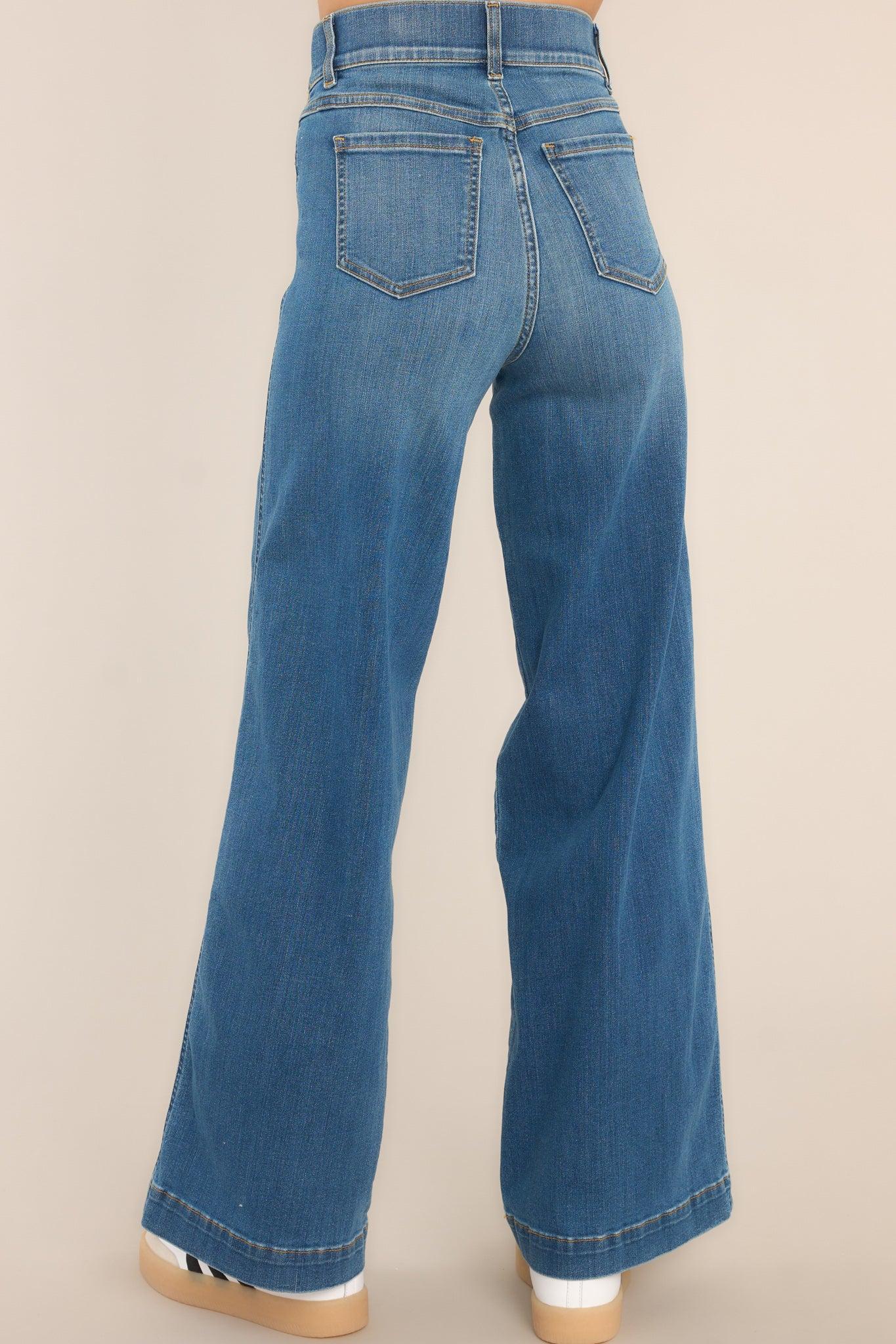 Spanx Seamed Front Vintage Indigo Wide Leg Jeans Blue Product Image