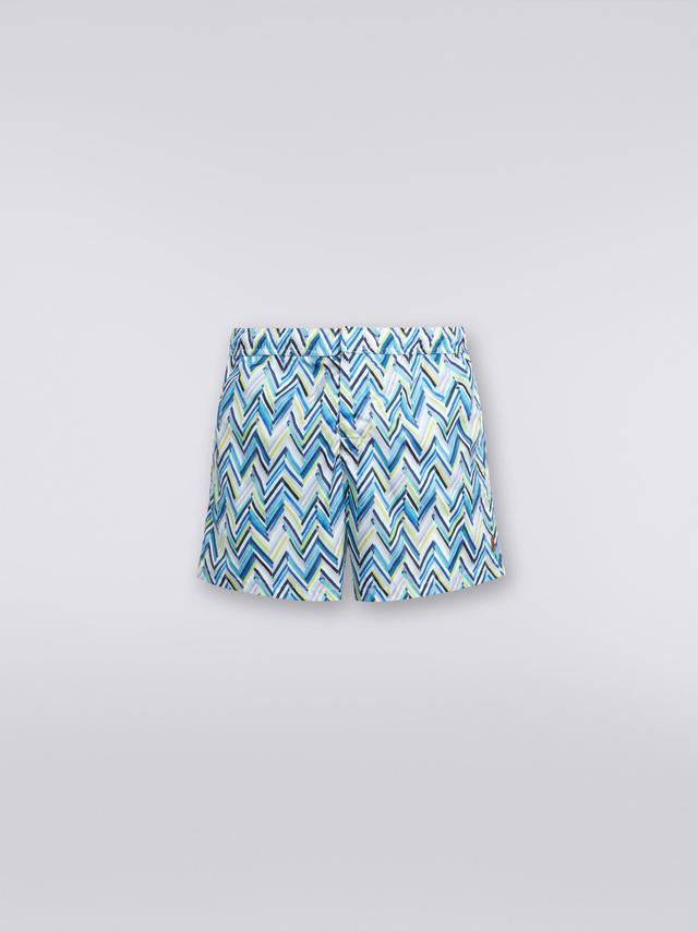 Swimming trunks with brushstroke effect zigzag print Product Image