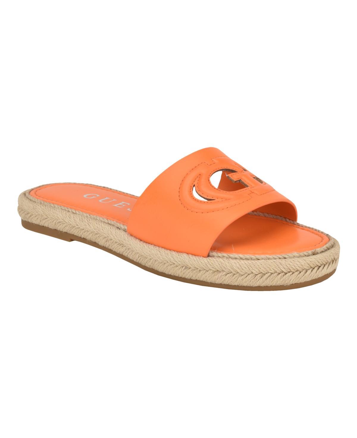 Guess Womens Katica Cut-Out Logo Espadrille Slide Sandals Product Image