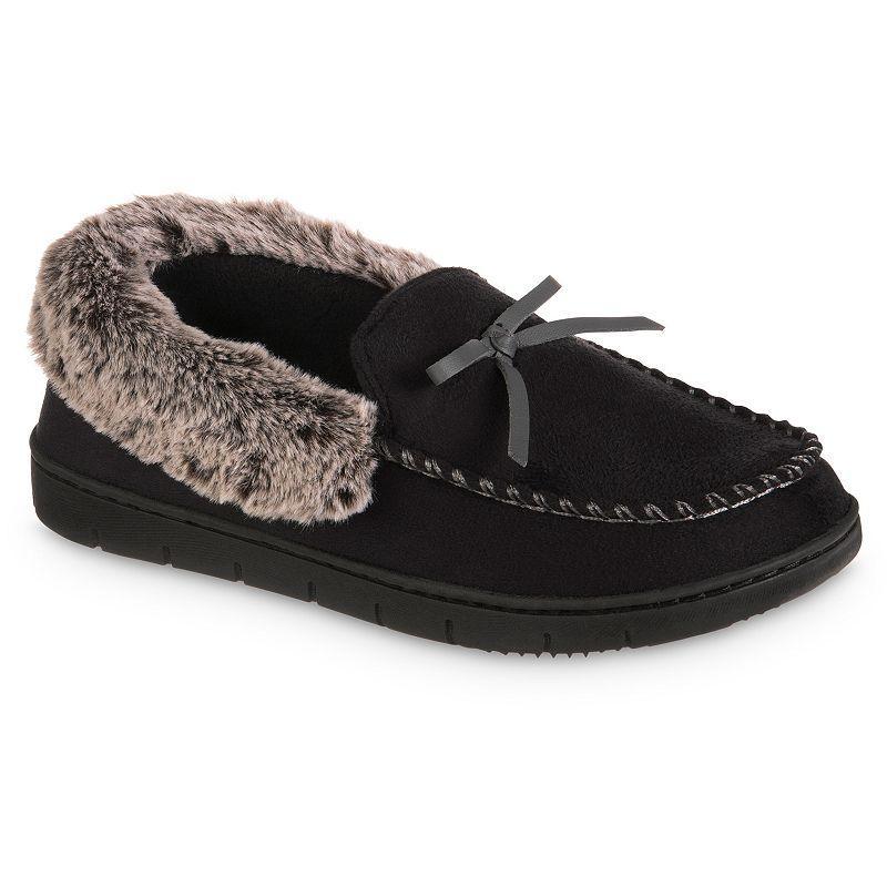 Isotoner Womens Recycled Microsuede Slippers - Black 6-7 Product Image