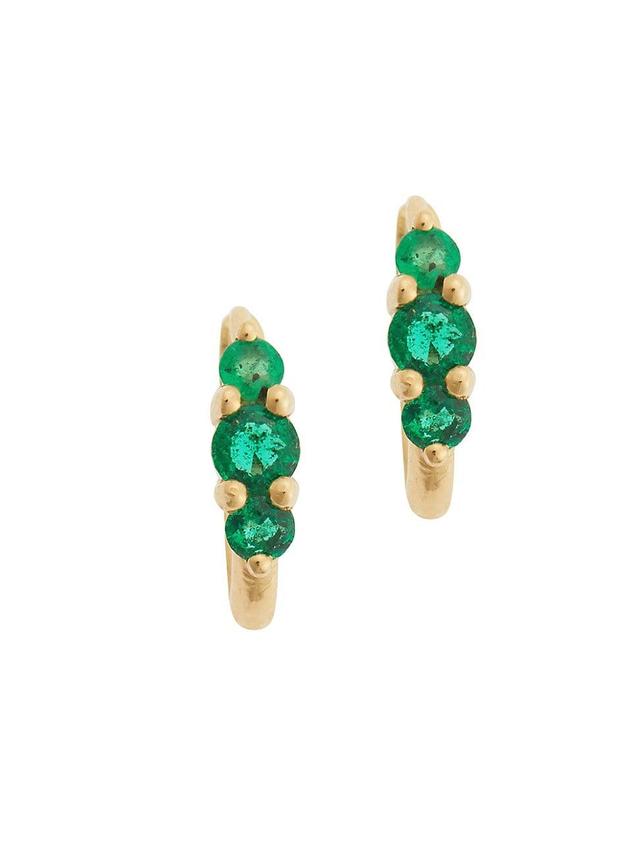 Womens Rivulet Small 14K Yellow Gold & Emerald Oval Hoops Product Image