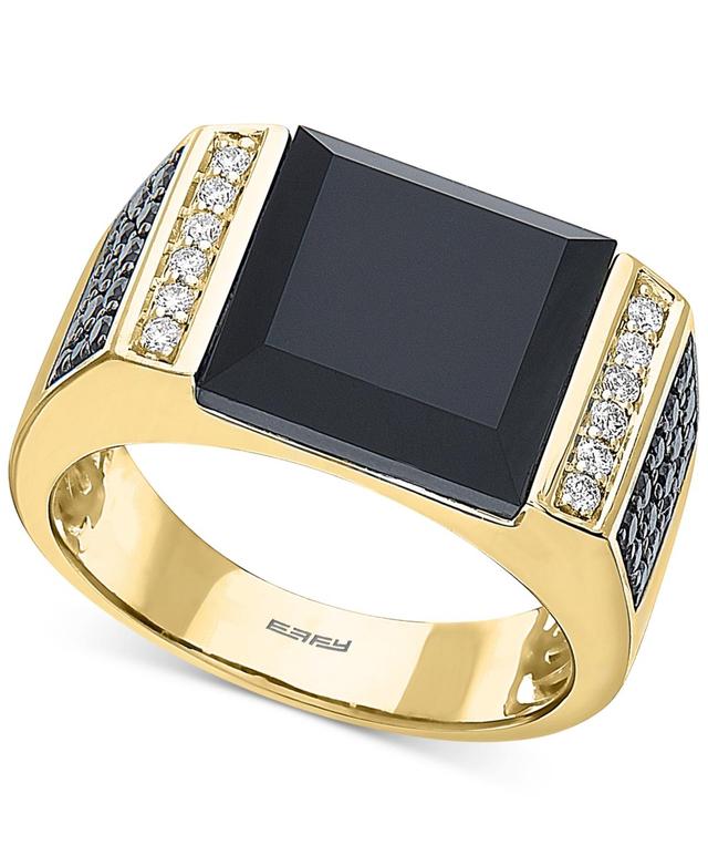 Effy Mens Black Onyx & Diamond (5/8 ct. t.w.) Ring in 14k Gold Product Image