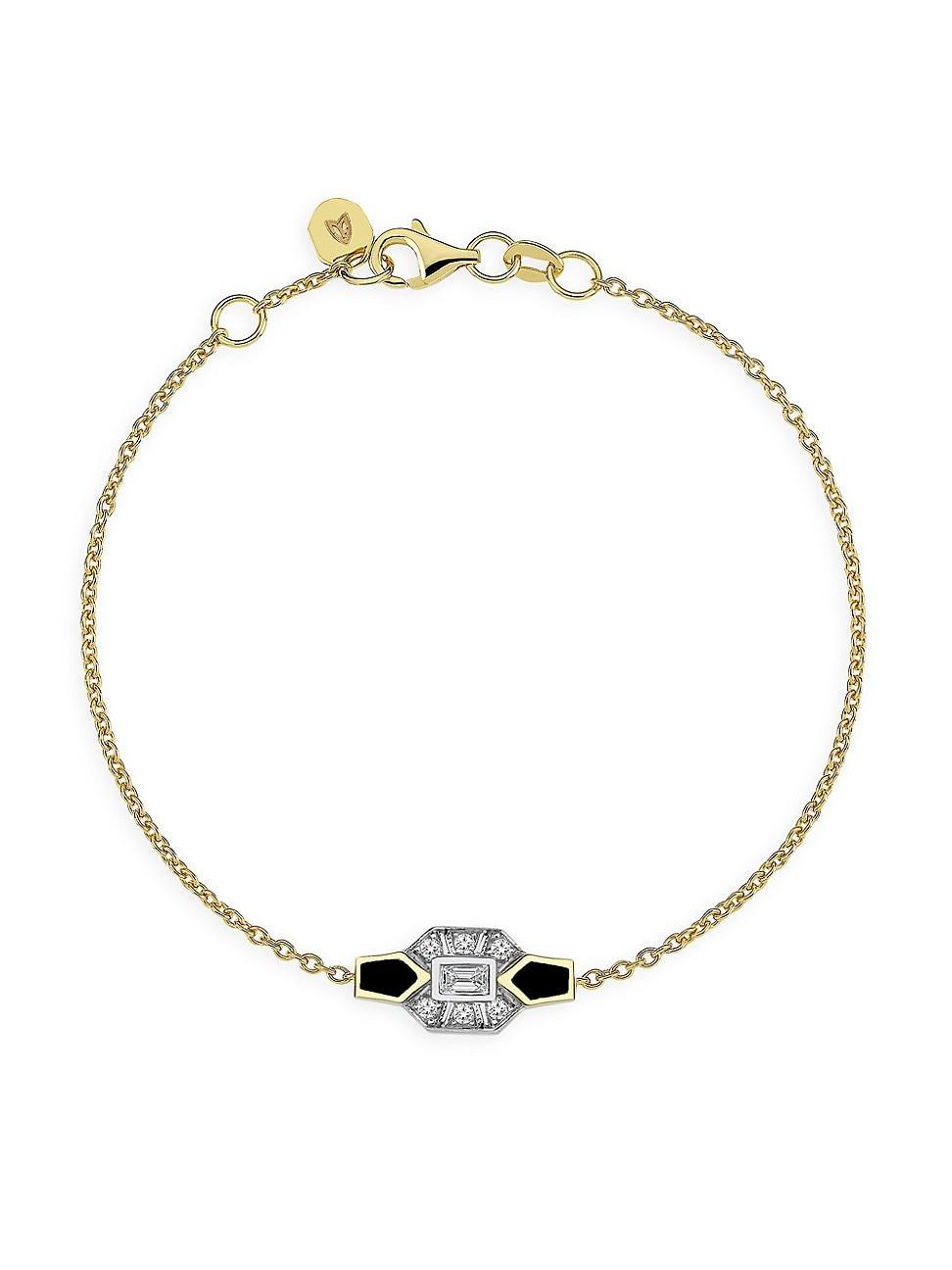 Womens Reflection Two-Tone 14K Gold, 0.14 TCW Diamond & Enamel Bracelet Product Image