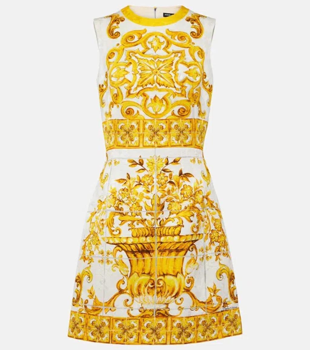 Majolica Sleeveless Silk Minidress In Yellow Product Image