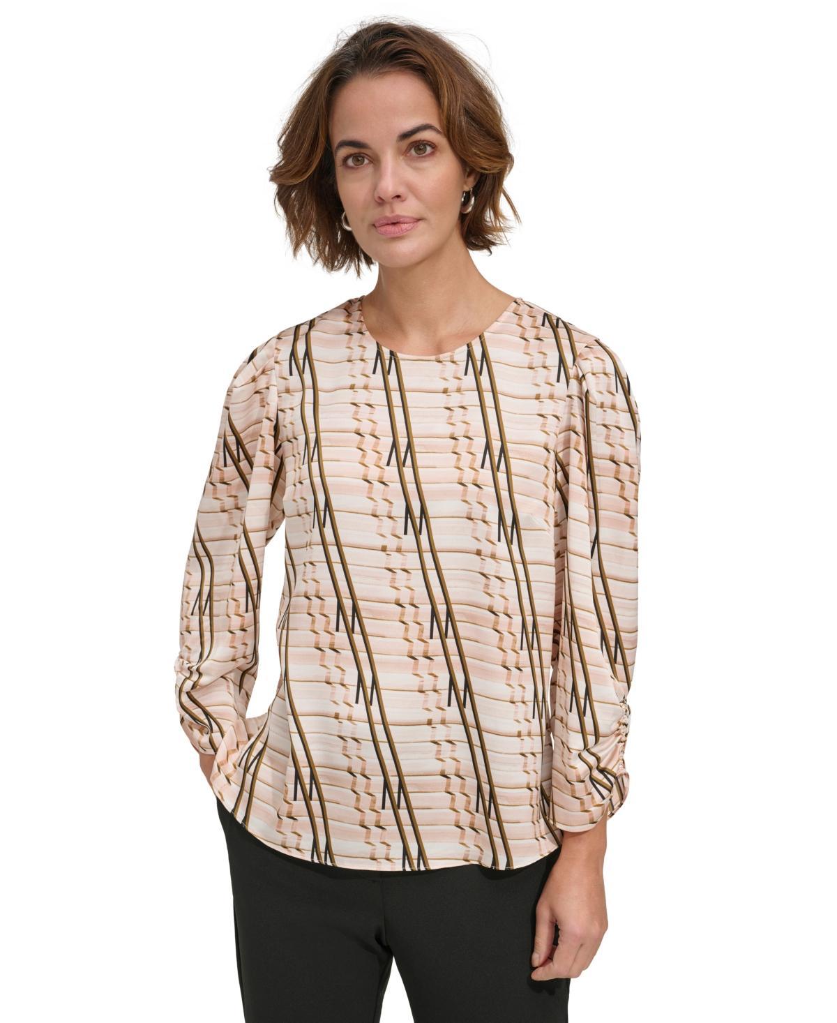 Dkny Womens Printed Satin Blouse Product Image