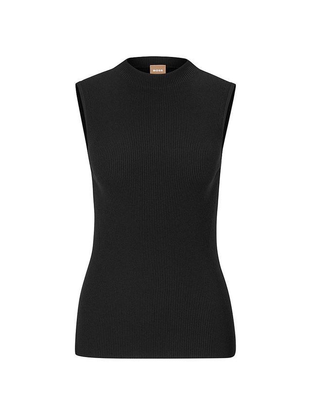 BOSS by Hugo Boss Solid Knit Mock Neck Sleeveless Coordinating Tank Top Product Image