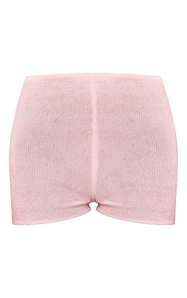 Peach Soft Knit Mini Shorts Product Image