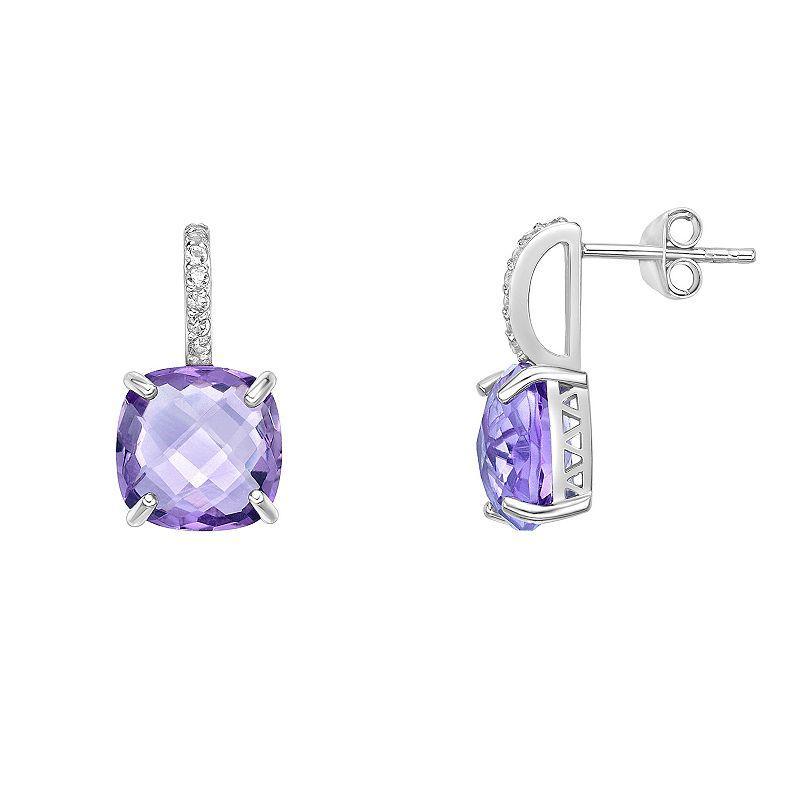 Gemminded Sterling Silver Amethyst & White Topaz Earrings, Womens, Purple Product Image