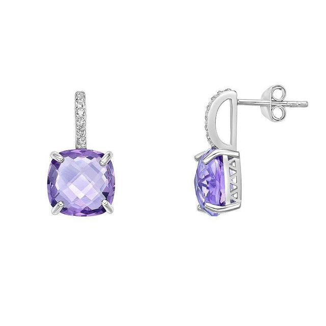 Gemminded Sterling Silver Amethyst & White Topaz Earrings, Womens Product Image