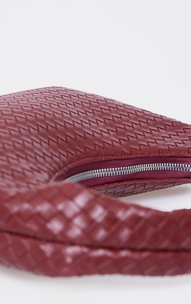 Burgundy Pu Weave Handbag Product Image