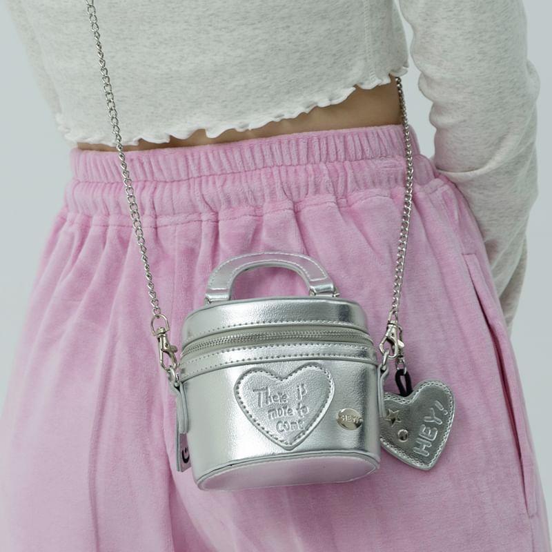 Heart Applique Metallic Bucket Bag Product Image