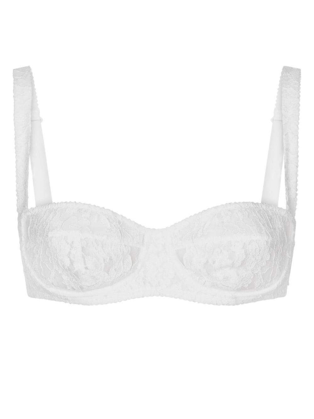 DOLCE & GABBANA Balconette Lace Bra In White Product Image