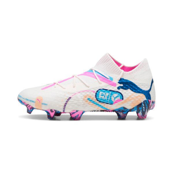 PUMA FUTURE 7 ULTIMATE VOLUME UP Firm Ground/Artificial Ground Men's Soccer Cleates Shoes in White/Luminous Blue/Poison Pink Product Image