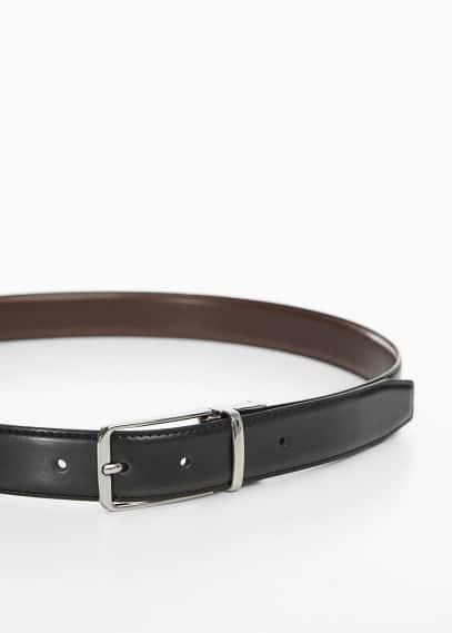 MANGO MAN - Leather reversible belt blackMen Product Image