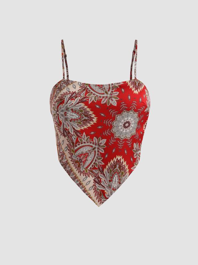 Boho Paisley Bowknot Crop Tank Top Product Image