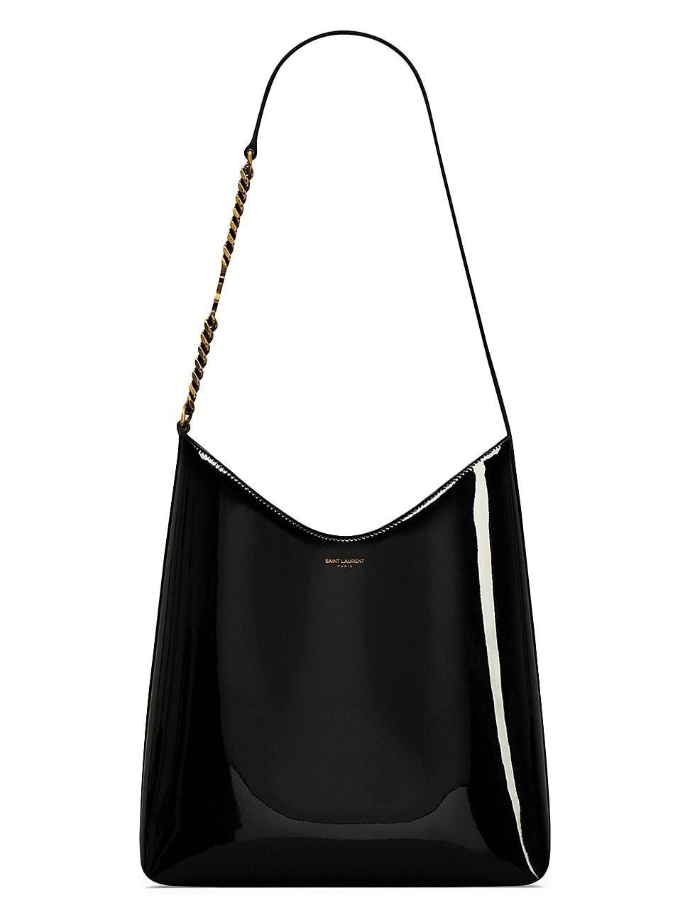 Saint Laurent - Rendez-vous Patent-leather Shoulder Bag - Womens - Black Product Image