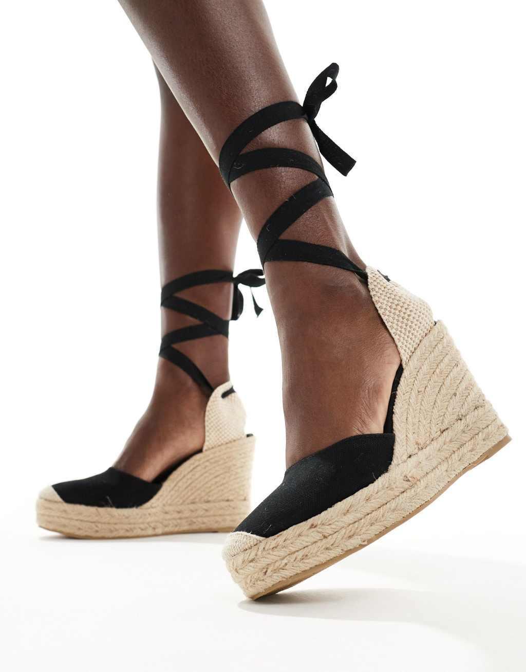 Pull&Bear espadrille wedges in natural Product Image