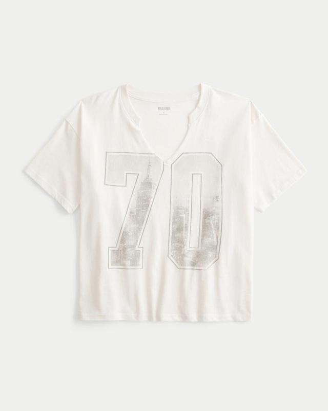 Oversized Notch-Neck Chicago Graphic Tee Product Image