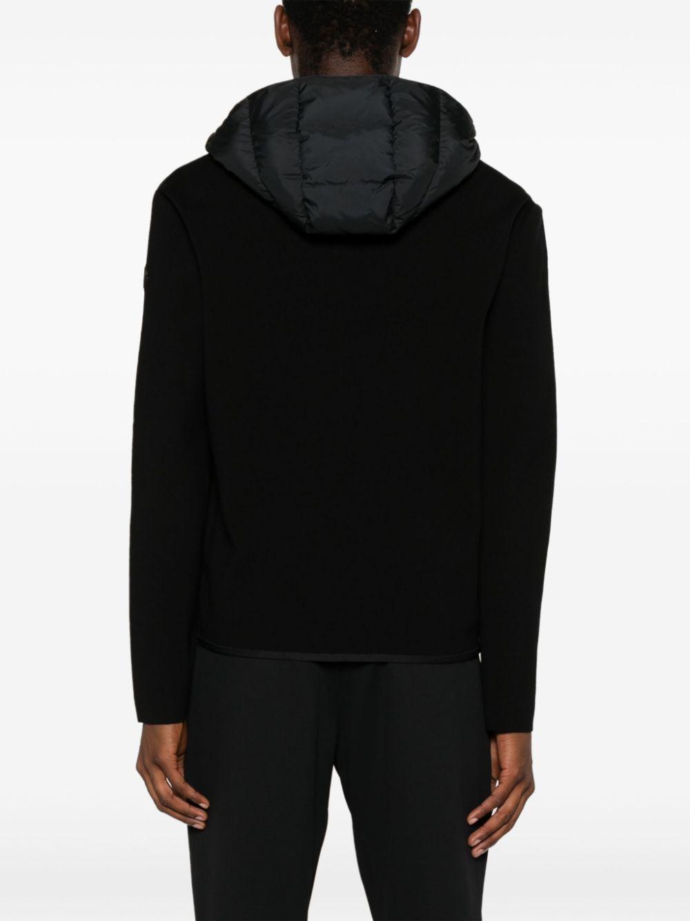 MONCLER Padded-panels Knitted Hooded Jacket In Black Product Image