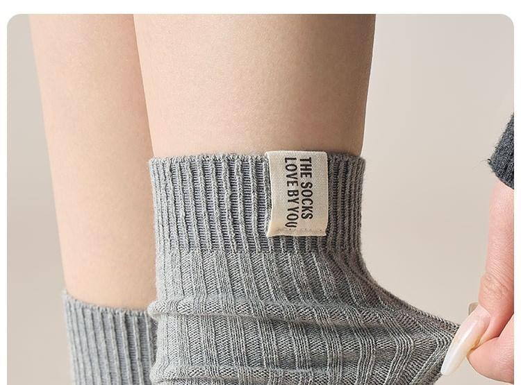 Plain Ribbed Crew Socks Set Product Image