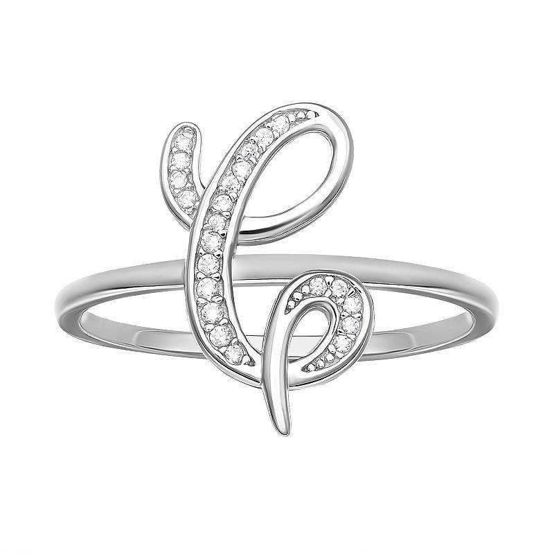 PRIMROSE Sterling Silver Cubic Zirconia Initial Ring, Womens Sterling Silver U Product Image