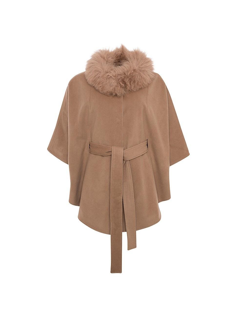 Womens Select Wool Belted Cape with Select Lamb Collar Product Image