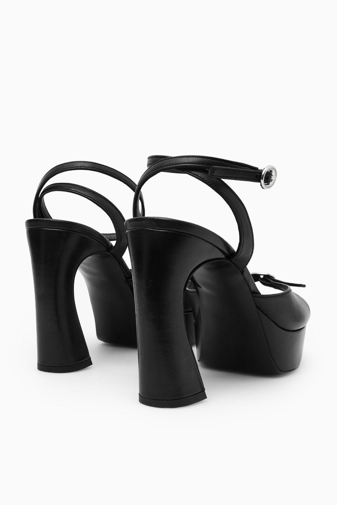 BUCKLED PLATFORM SANDALS Product Image