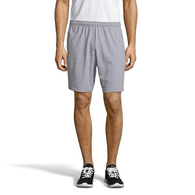 Mens Hanes ComfortSoft Jersey Pocket Shorts Grey Heather Product Image