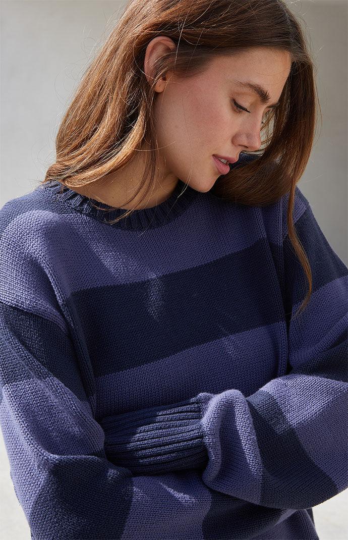 John Galt Womens Blue & Navy Striped Brianna Sweater Product Image