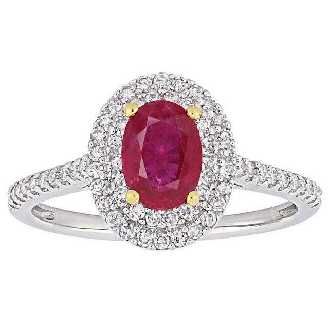 Stella Grace Two Tone 14k Gold Ruby & 1/3 Carat T.W Diamond Double Halo Engagement Ring, Womens 14k Two Tone Product Image