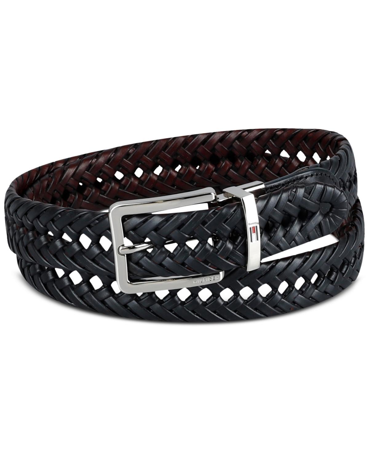 Tommy Hilfiger Mens Reversible Lace Logo Belt - Black Product Image