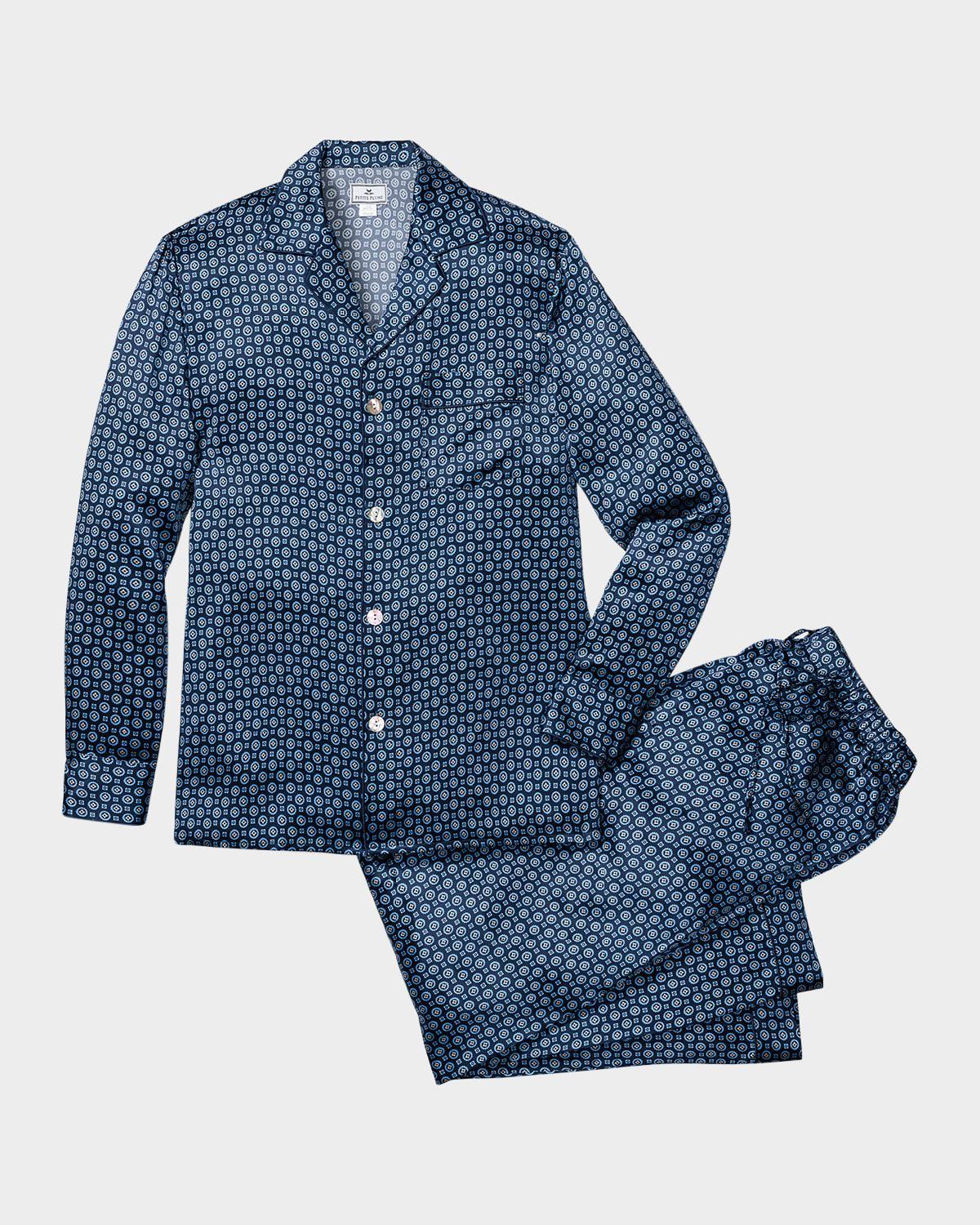 Men's Mulberry Silk Foulard Long Pajama Set Product Image