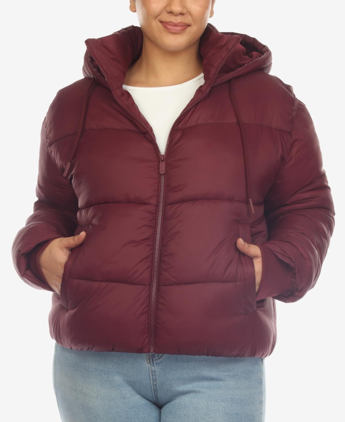 White Mark Plus Size Hooded Bomber Puffer Coat Product Image