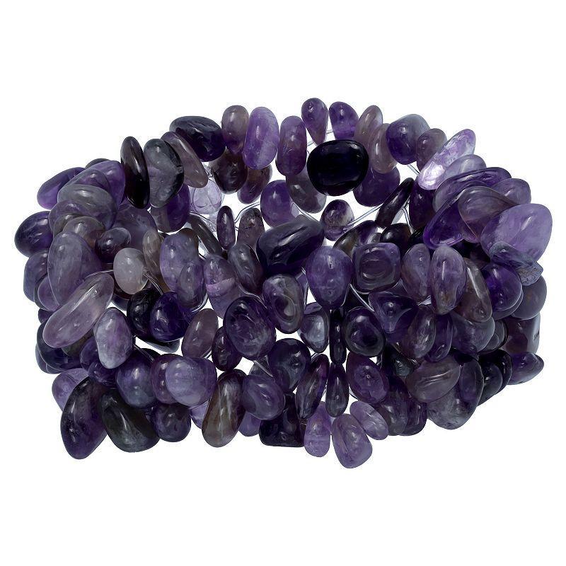 Aleure Precioso Gemstone Chip Stretch Bracelet, Womens Purple Product Image