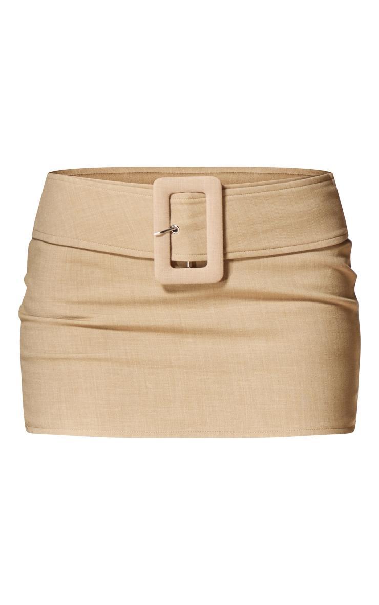 PLT Label Oatmeal Belt Detail Low Rise Micro Mini Skirt Product Image