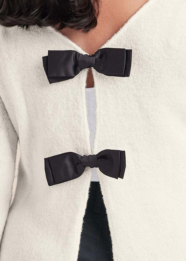 Bow Detail Sweater - Off White Product Image