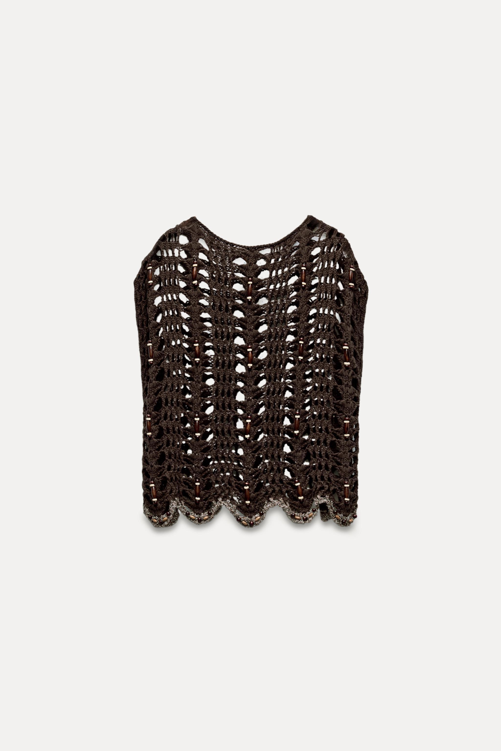 BEADED OPEN KNIT TOP Product Image