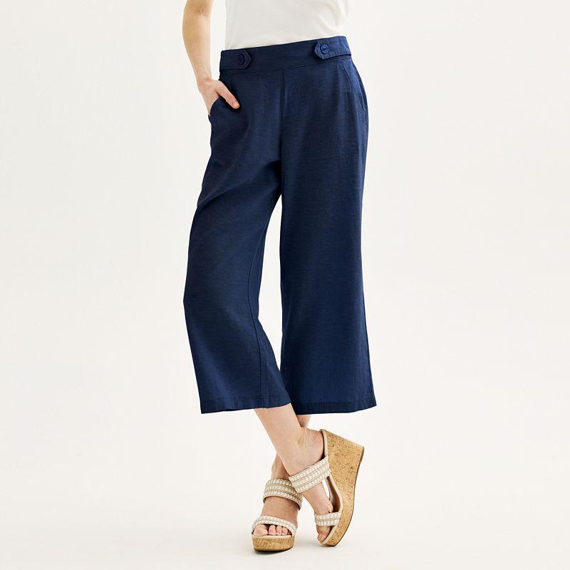 Womens Croft & Barrow Pull-On Wide Leg Crop Pants Product Image