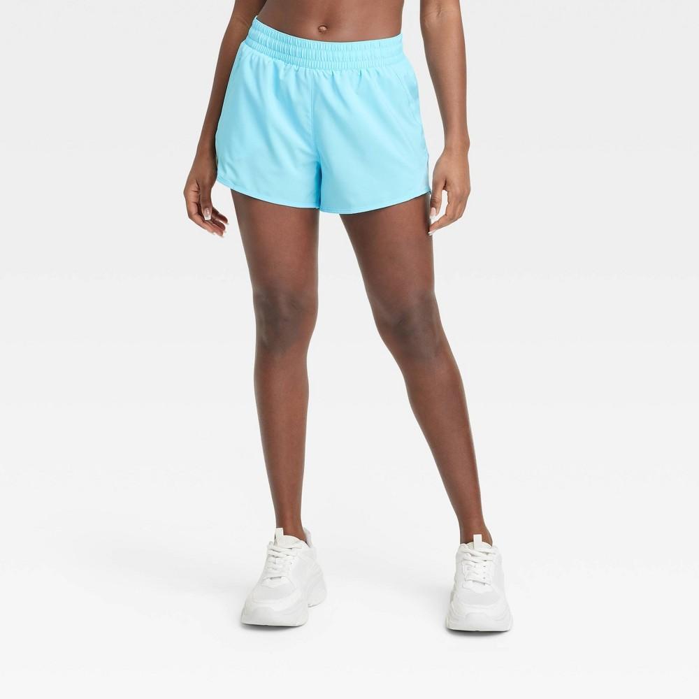 Womens Woven Mid-Rise Run Shorts 3 - All In Motion Light Blue M Product Image