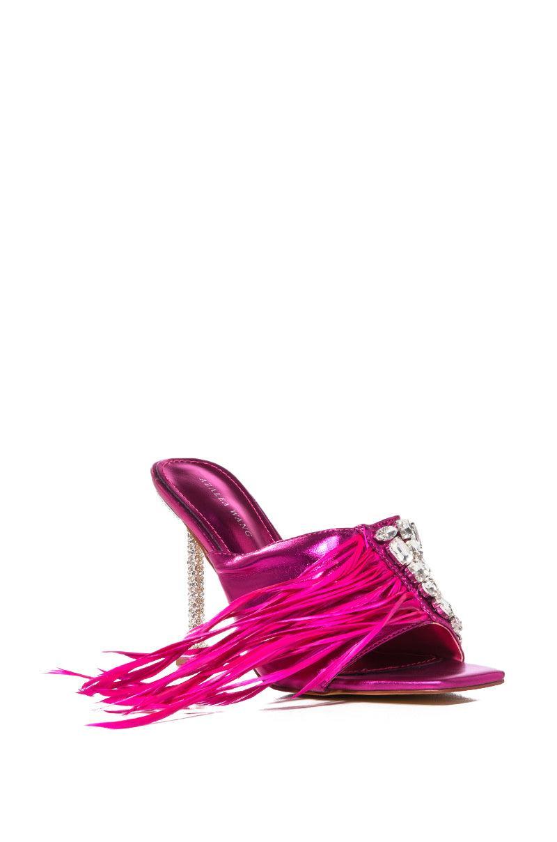 AZALEA WANG JOPLIN FUCHSIA EMBELLISHED HEEL SANDAL Product Image