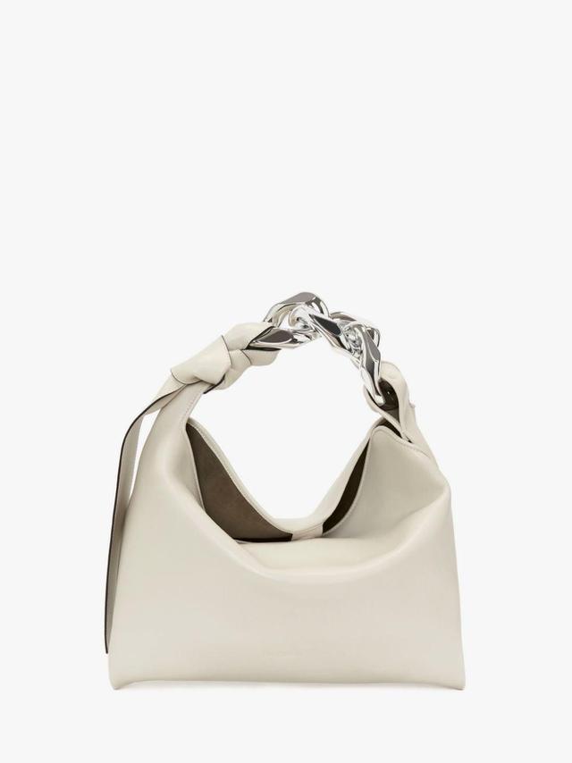 SMALL CHAIN HOBO - LEATHER SHOULDER BAG in white | JW Anderson US  Product Image