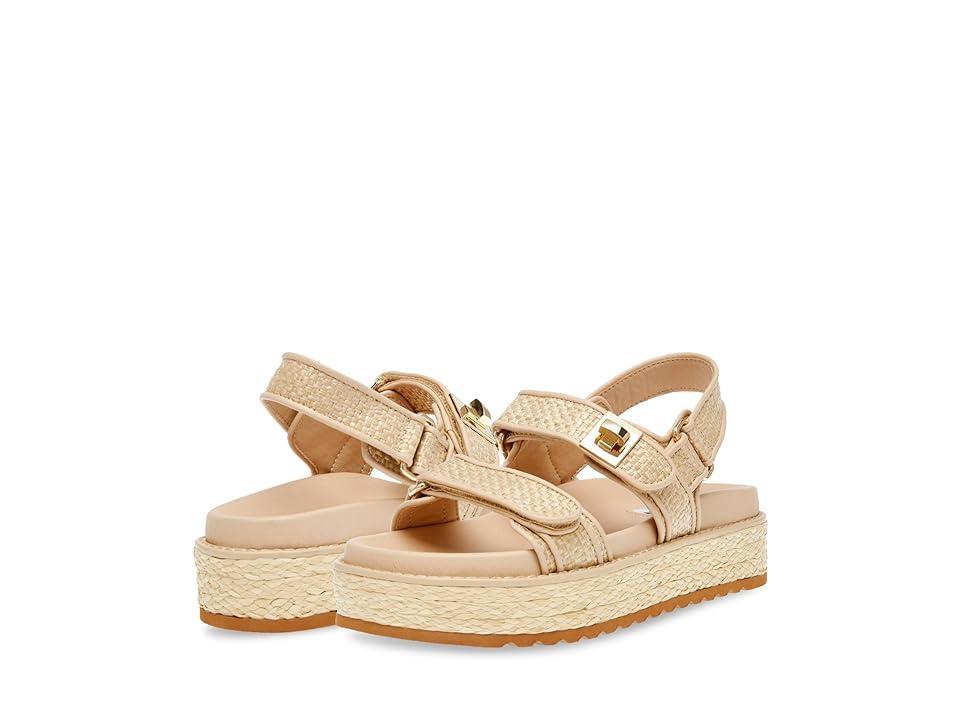 Steve Madden Big Mona Raffia Buckle Detail Platform Sandals Product Image